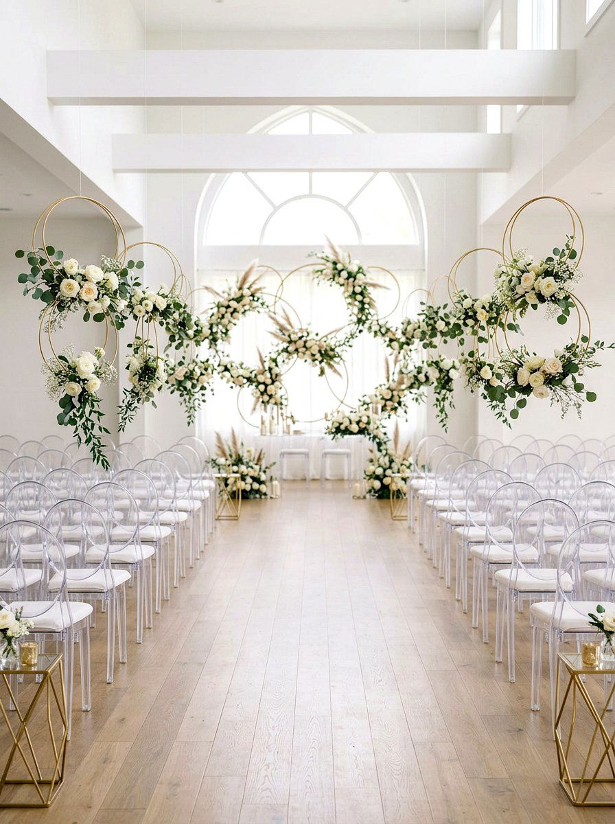 Gold Hoop Floral Markers - 25 Spring Wedding Pew Decor Ideas