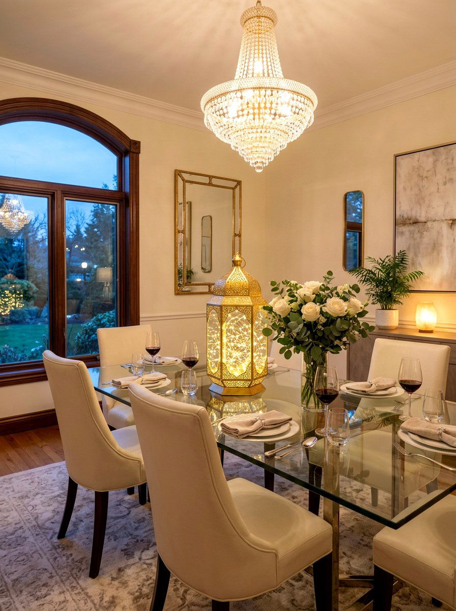 Gold Lantern With Fairy Lights - 25 Spring Lantern Centerpiece Ideas