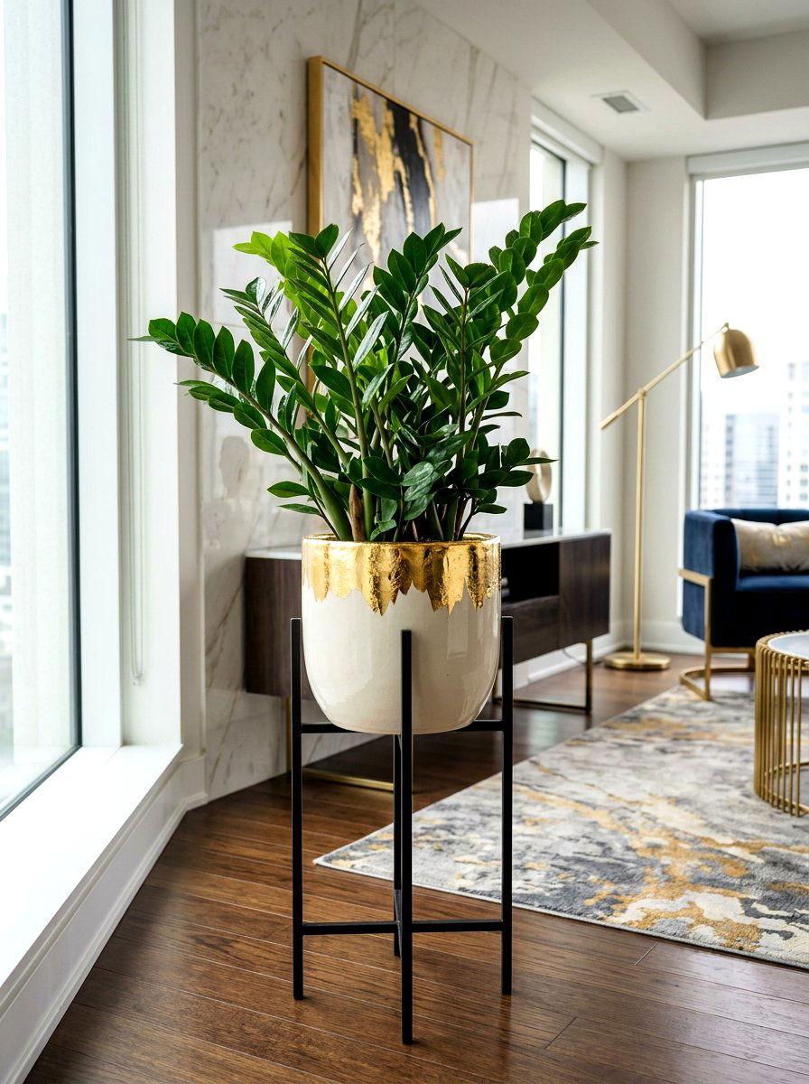 Gold Leaf Accented Pot - 25 Spring Clay Pot Craft Ideas