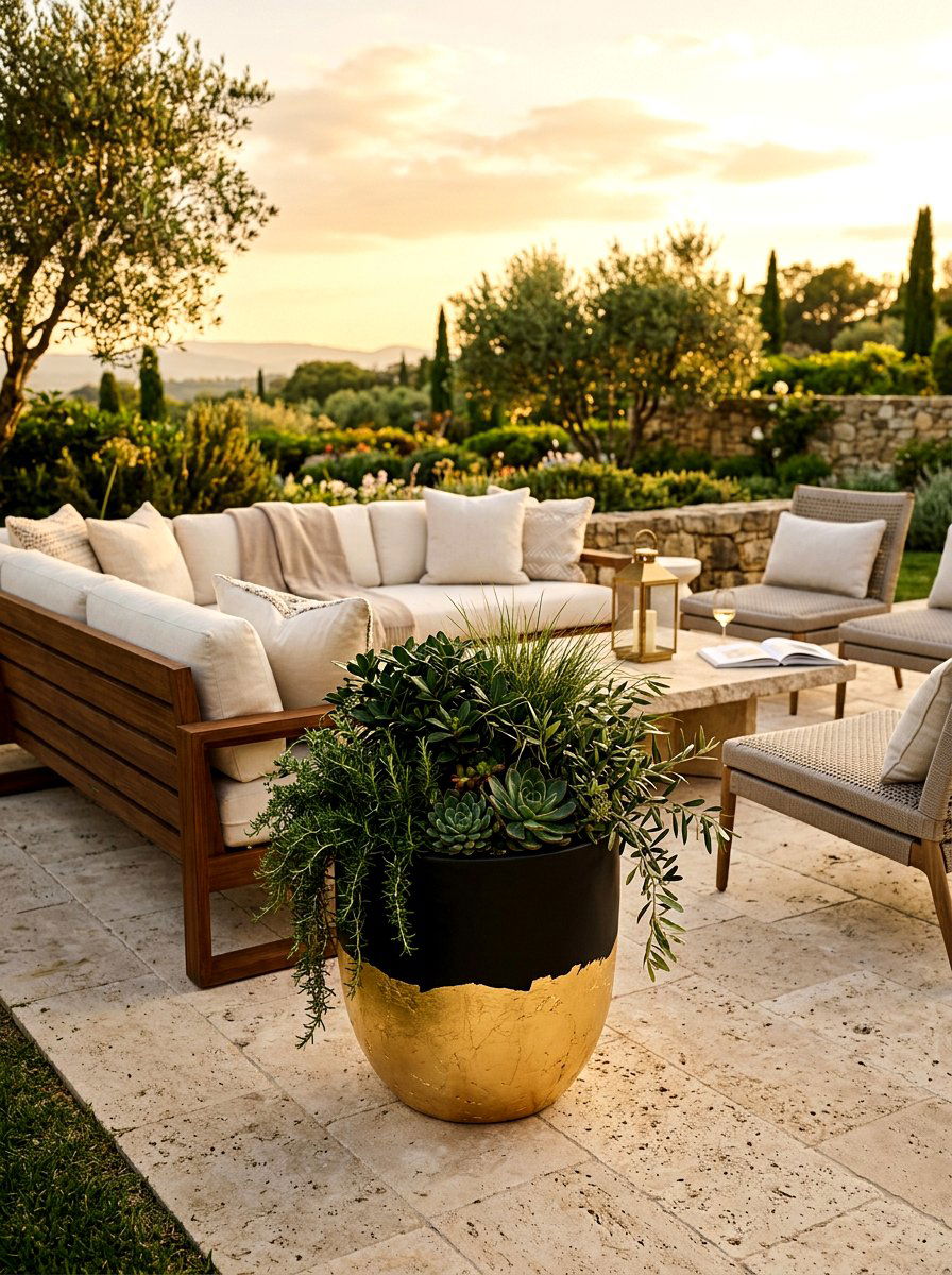 Gold Leaf Planter - 25 Spring Planter Painting Ideas