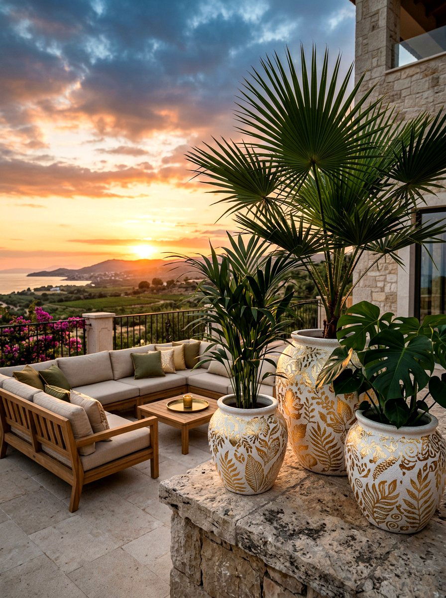 Gold Leaf Pot - 25 Spring Decorated Pot Ideas