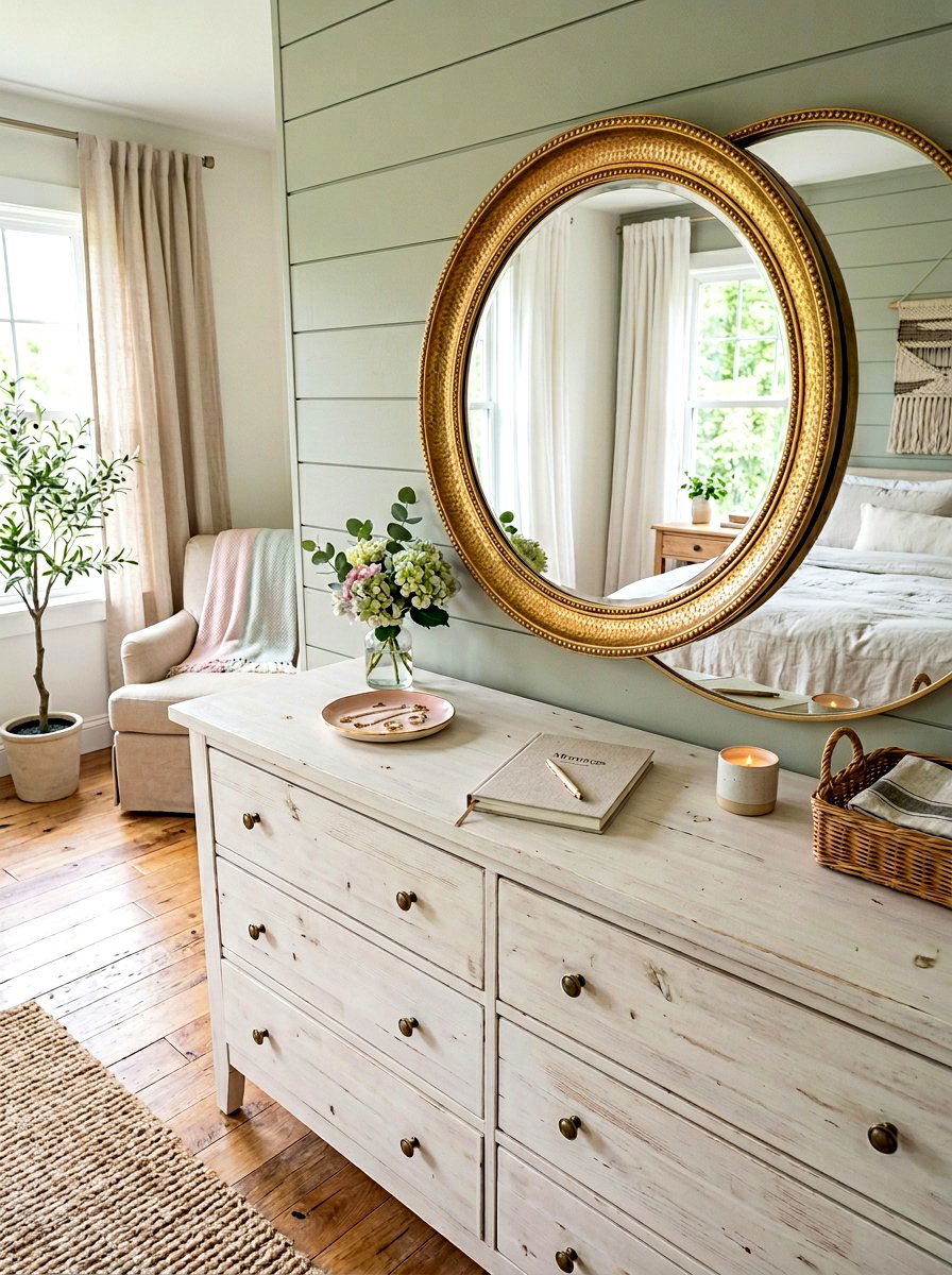 Gold Mirror - 25 Spring Bedroom Dresser Decor Ideas