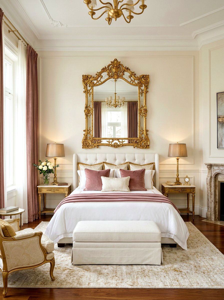 Gold Ornate Mirror - 25 Spring Bedroom Mirror Ideas