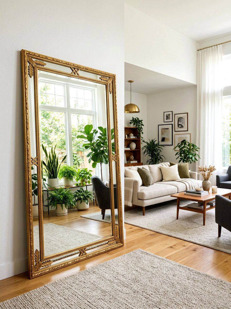 Gold Wall Mirror - 25 Spring Rental Friendly Decor Ideas