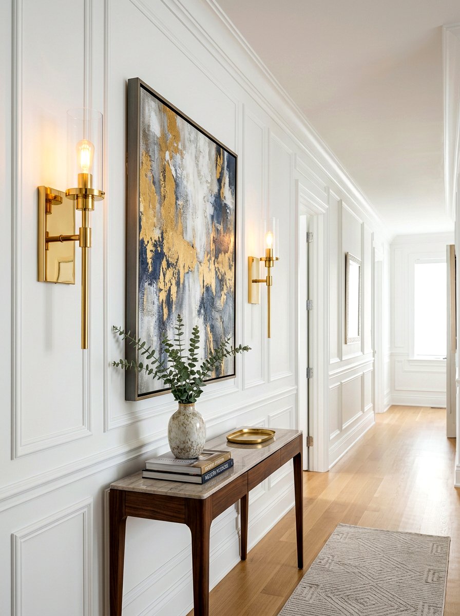 Gold Wall Sconce - 25 Spring Hallway Wall Decor Ideas