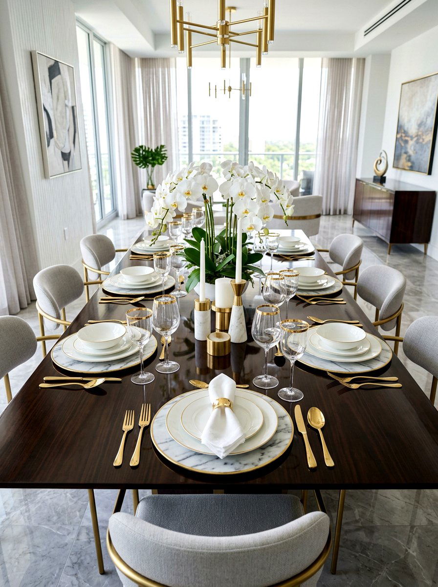 Gold and marble table setting - 25 Spring Mother's Day Table Ideas
