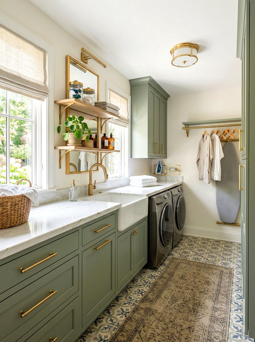 Gold cabinet pulls - 25 Spring Laundry Room Decor Ideas