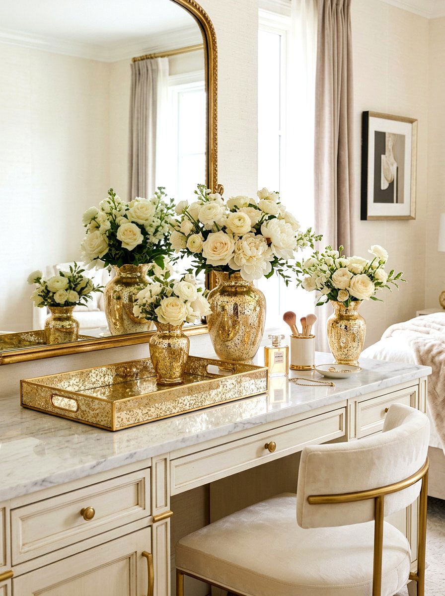 Gold mercury glass accents for spring - 25 Spring Mercury Glass Decor Ideas