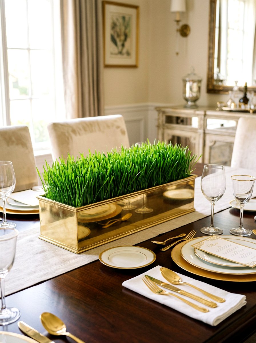 Golden wheatgrass planter box - 25 Spring Wheatgrass Centerpiece Ideas