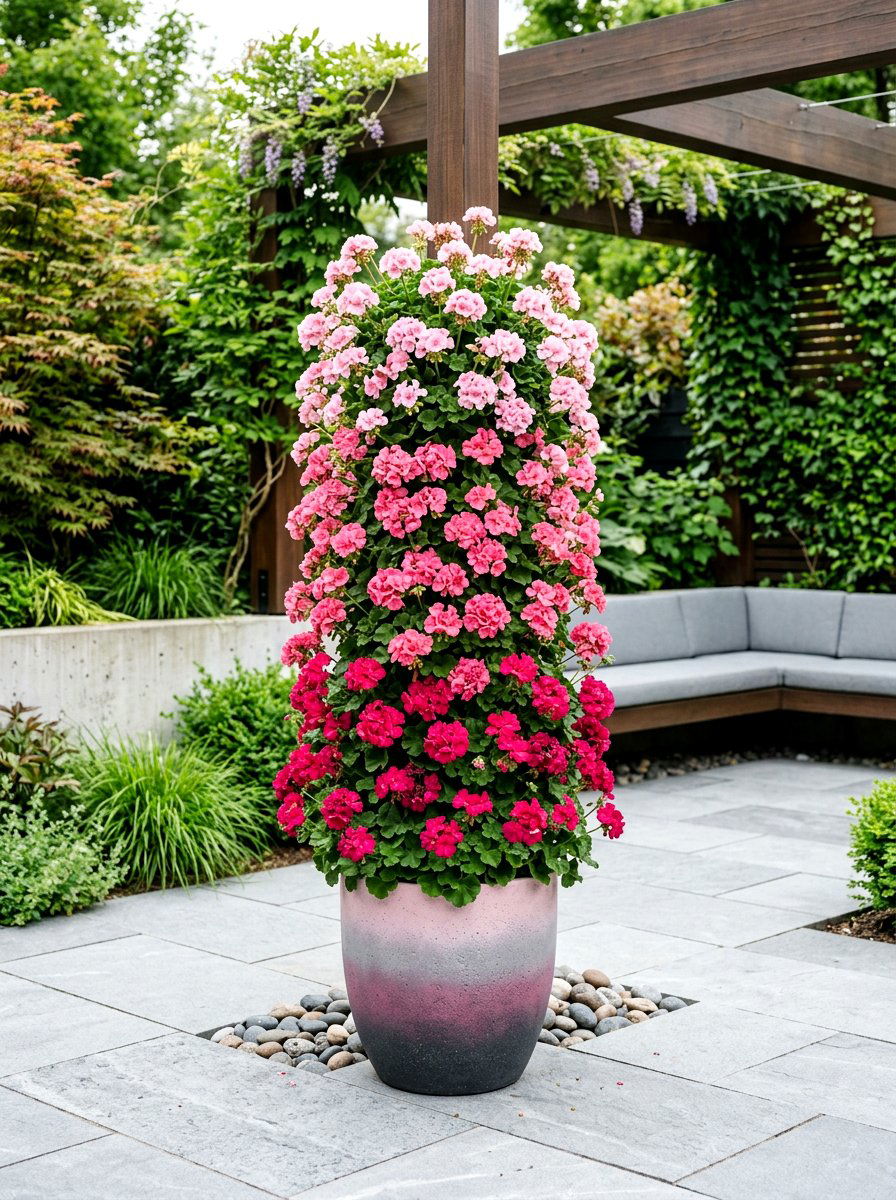 Gradient Ombre Flower Tower - 25 Spring Clay Pot Stack Ideas