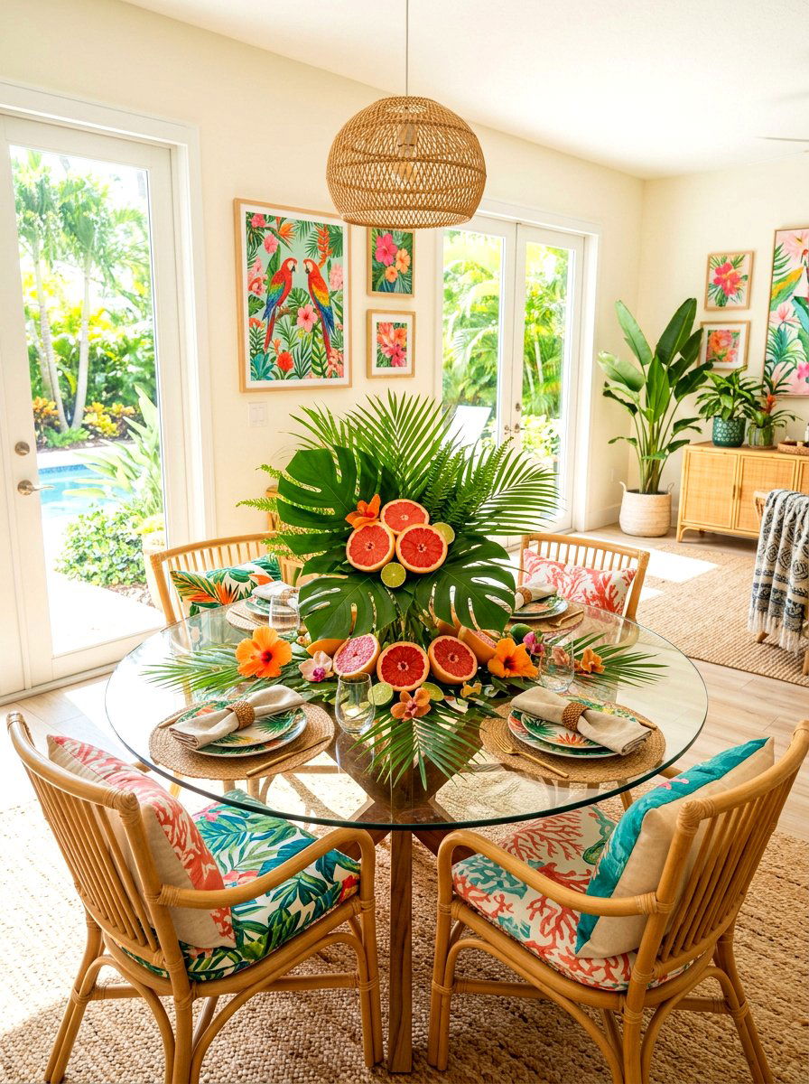 Grapefruit Tropical Leaf Centerpiece - 25 Spring Citrus Centerpiece Ideas