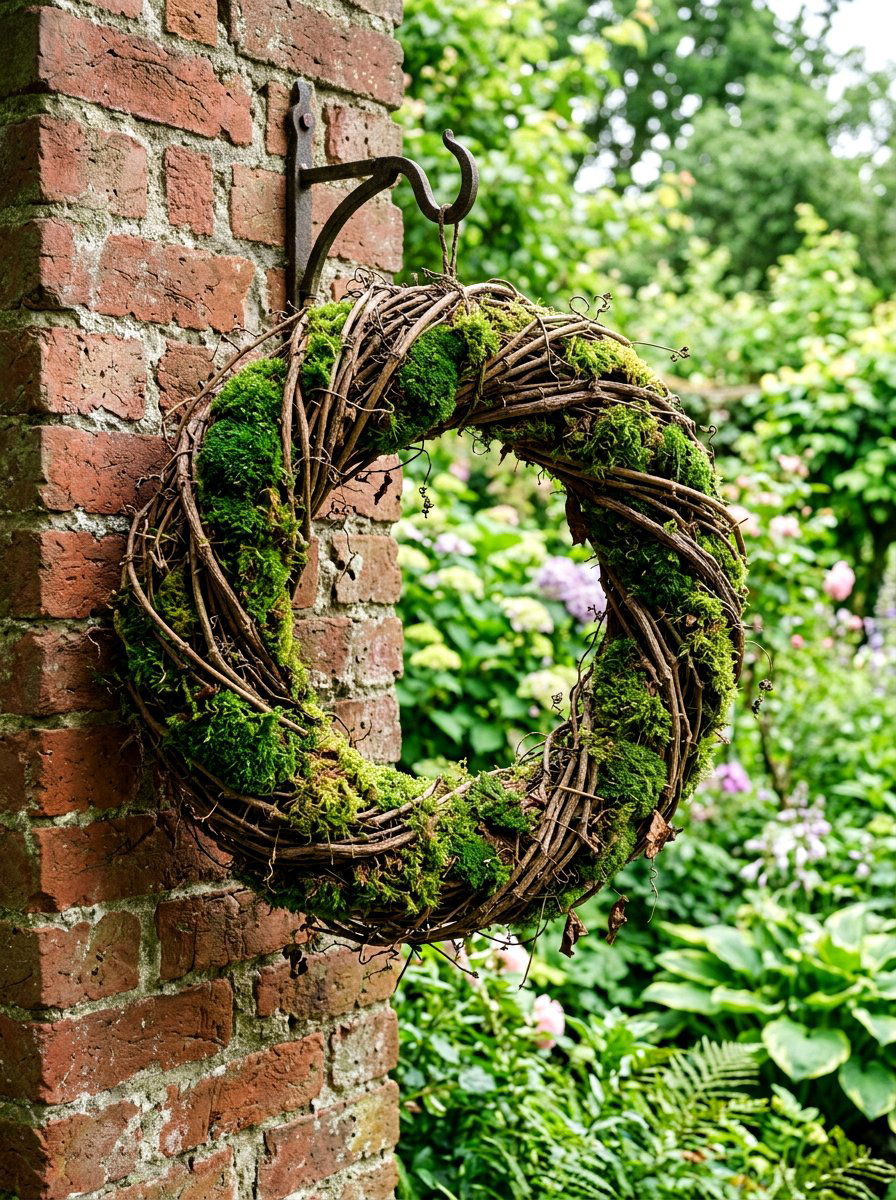 Grapevine And Moss Wreath - 25 Spring Moss Wreath Ideas