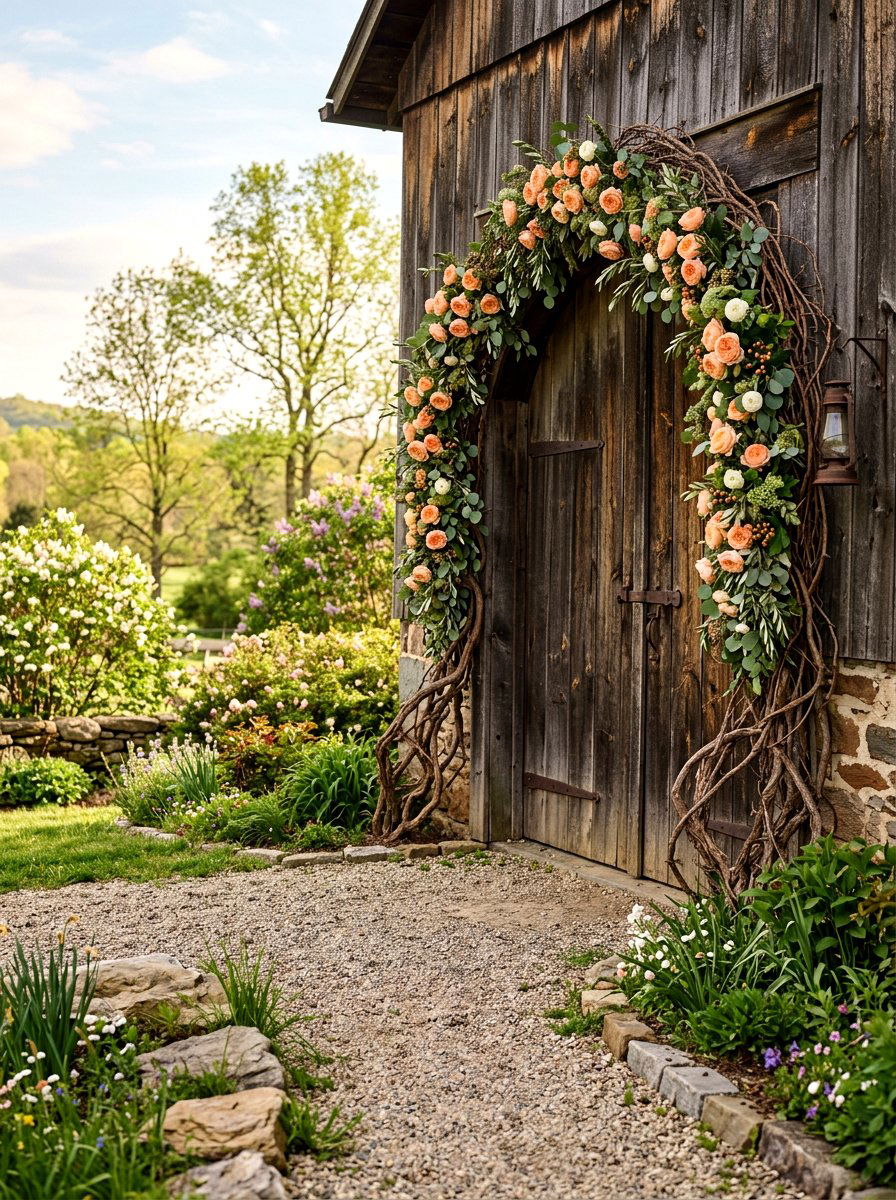 Grapevine Floral Garland - 25 Spring Door Garland Ideas