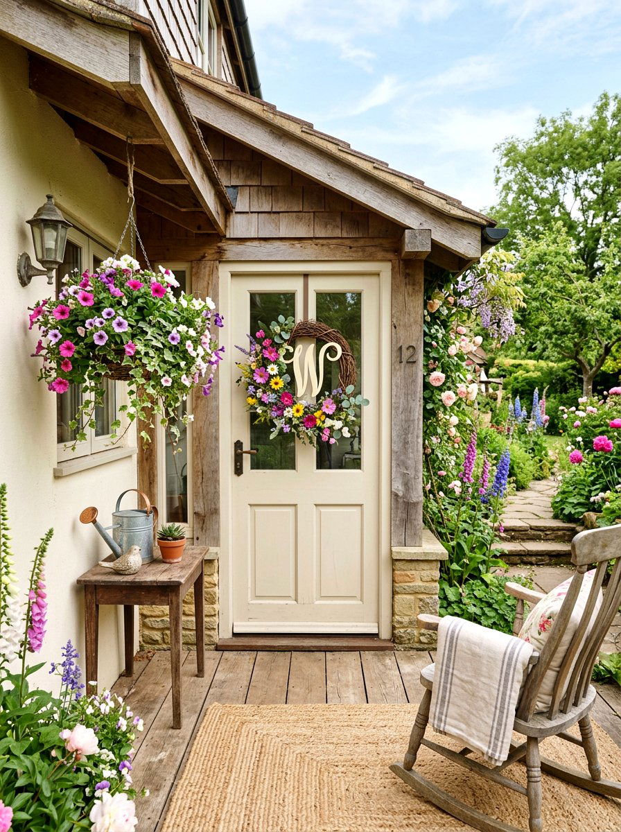 Grapevine Initial Floral Wreath - 25 Spring Initial Wreath Ideas