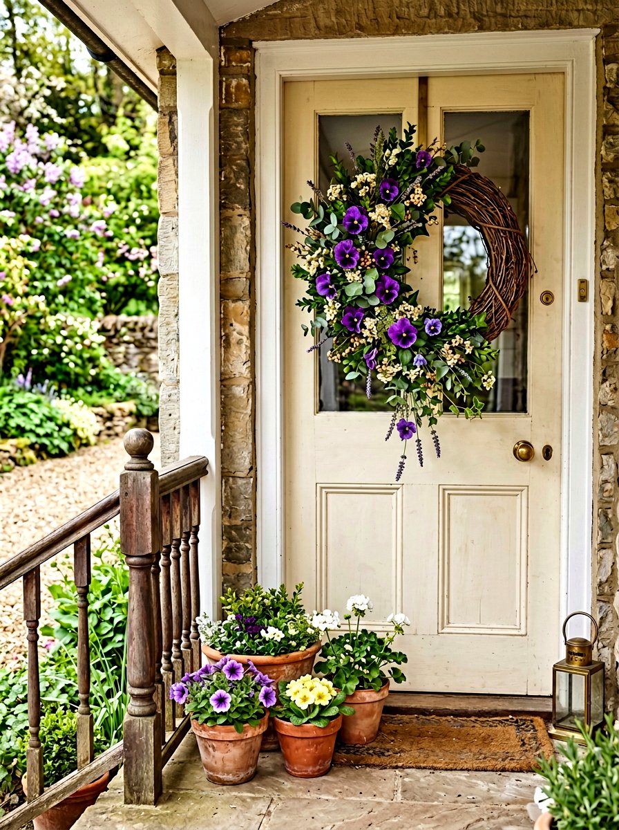 Grapevine floral door swag - 25 Spring Door Swag Ideas
