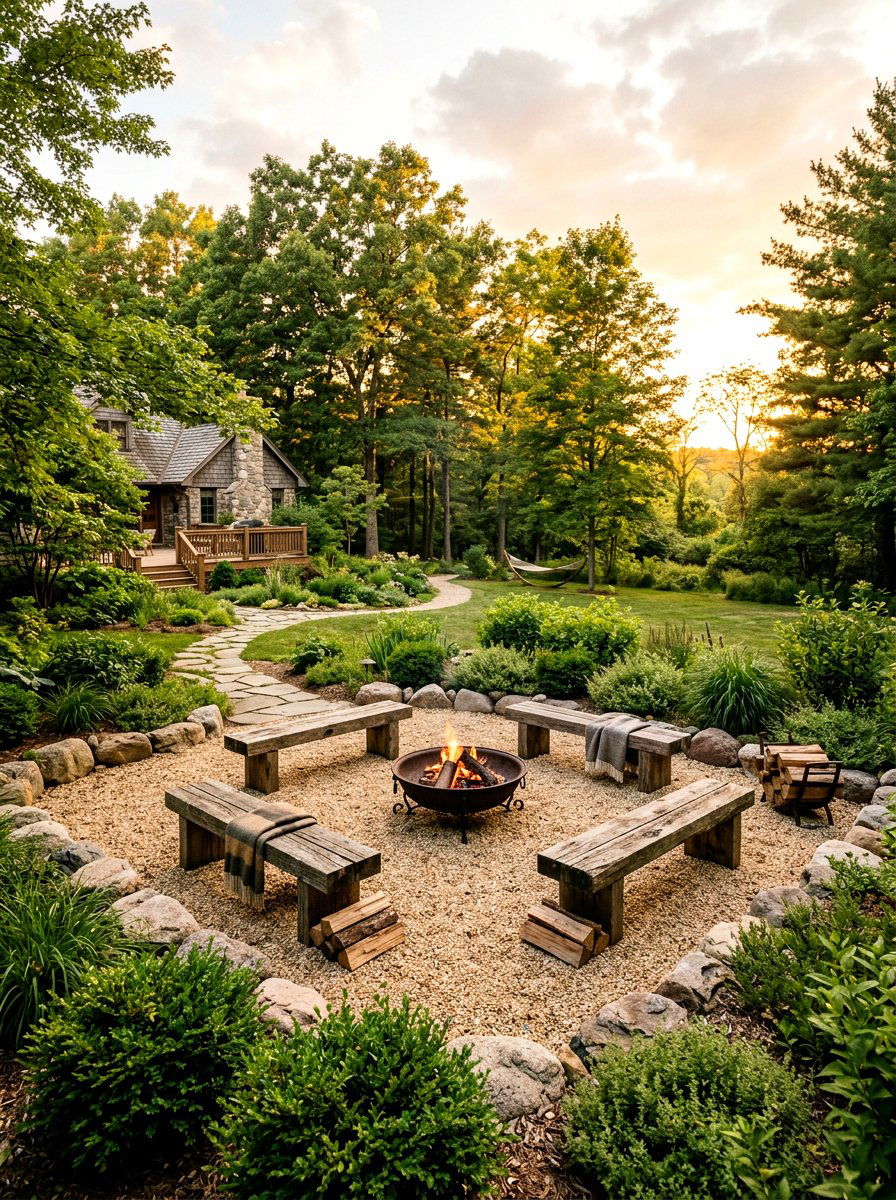 Gravel Backyard Fire Pit - 25 Spring Backyard Seating Decor Ideas