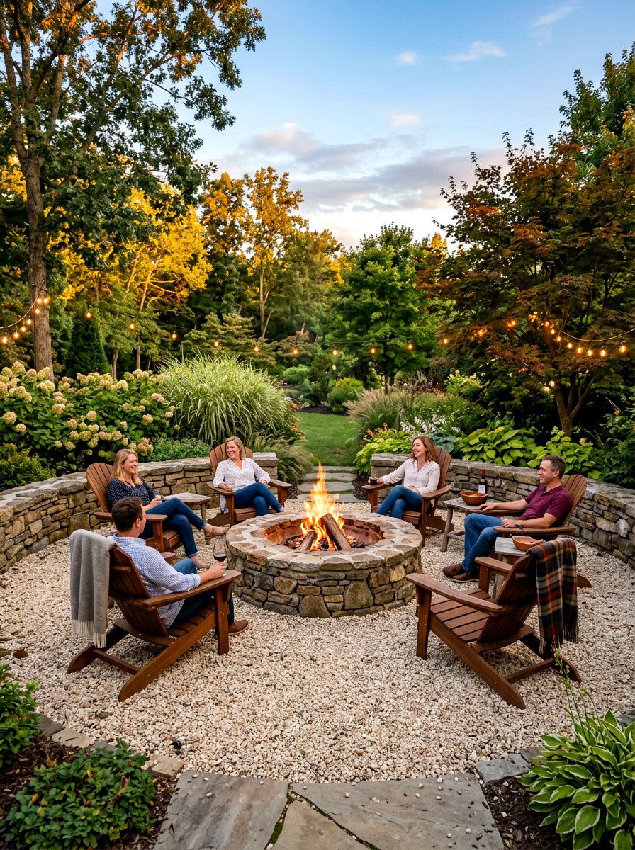 Gravel Fire Pit Area - 25 Spring Stone Garden Decor Ideas