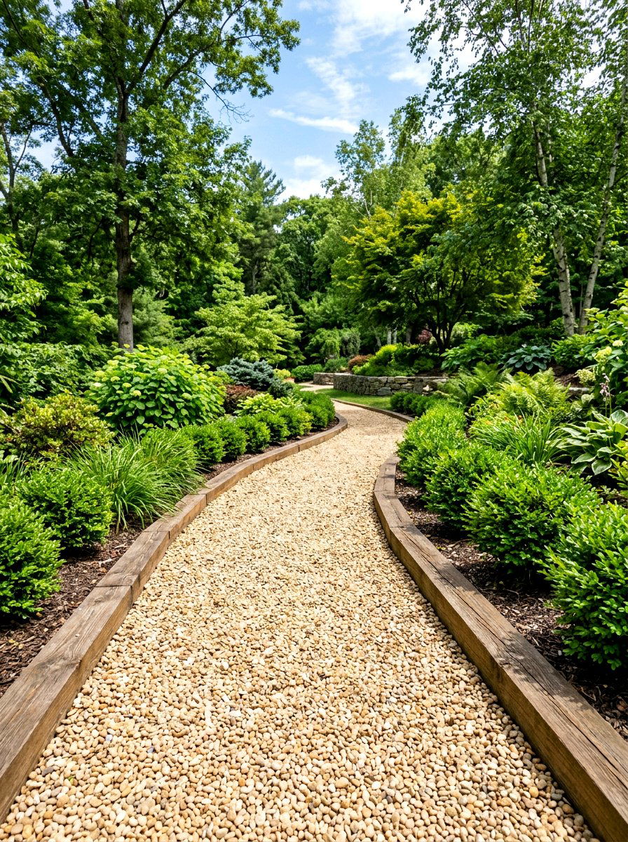 Gravel Path With Wooden Edging - 25 Spring Pathway Decor Ideas