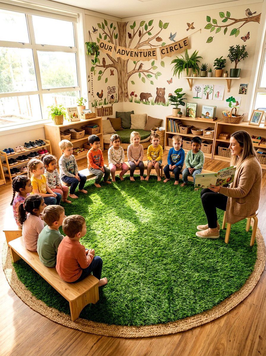 Green Grass Rug - 25 Spring Classroom Decor Ideas