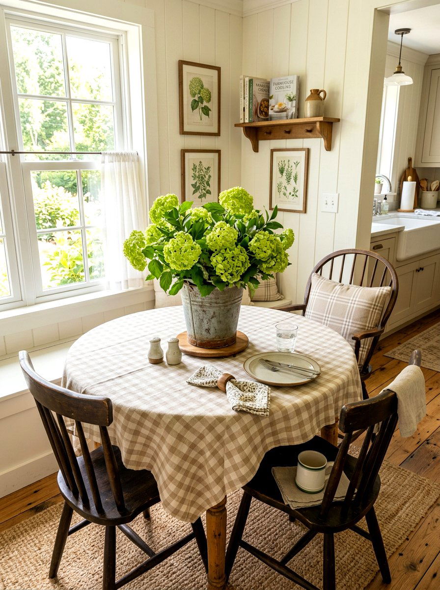Green Hydrangea Farmhouse Decor - 25 Spring Hydrangea Centerpiece Ideas