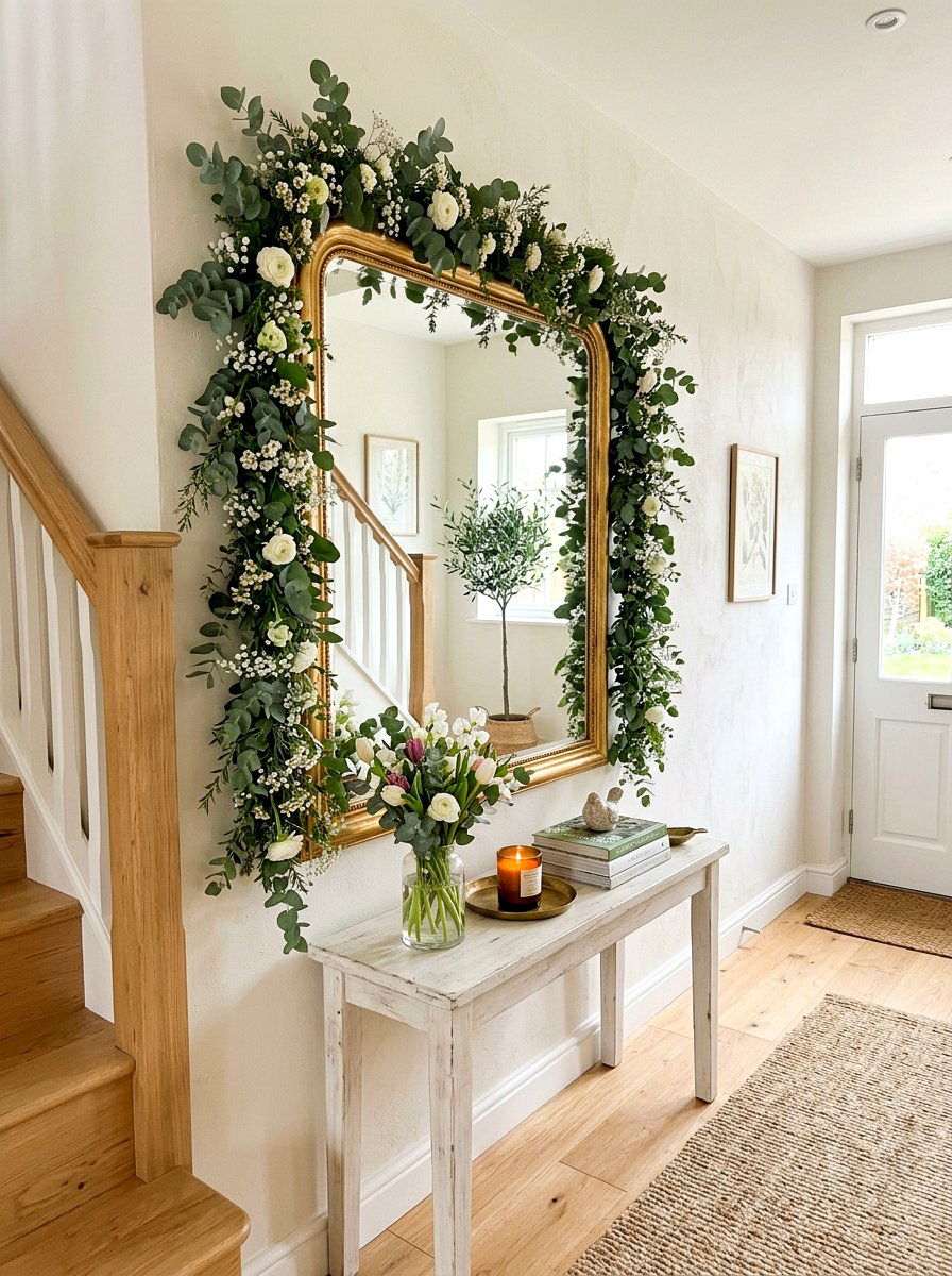 Green Leaf Garland - 25 Spring Hallway Decor Ideas