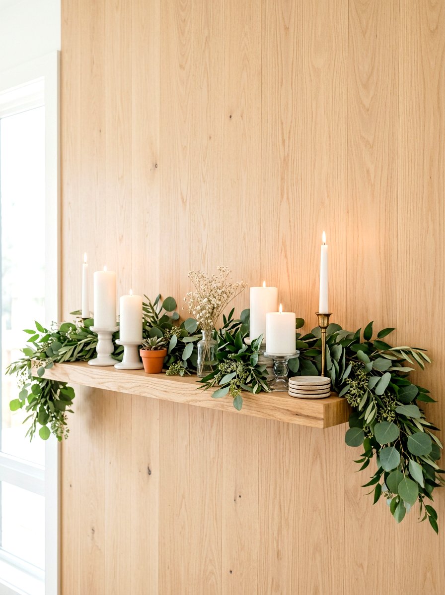 Green Leaf Garland - 25 Spring Bookshelf Styling Ideas