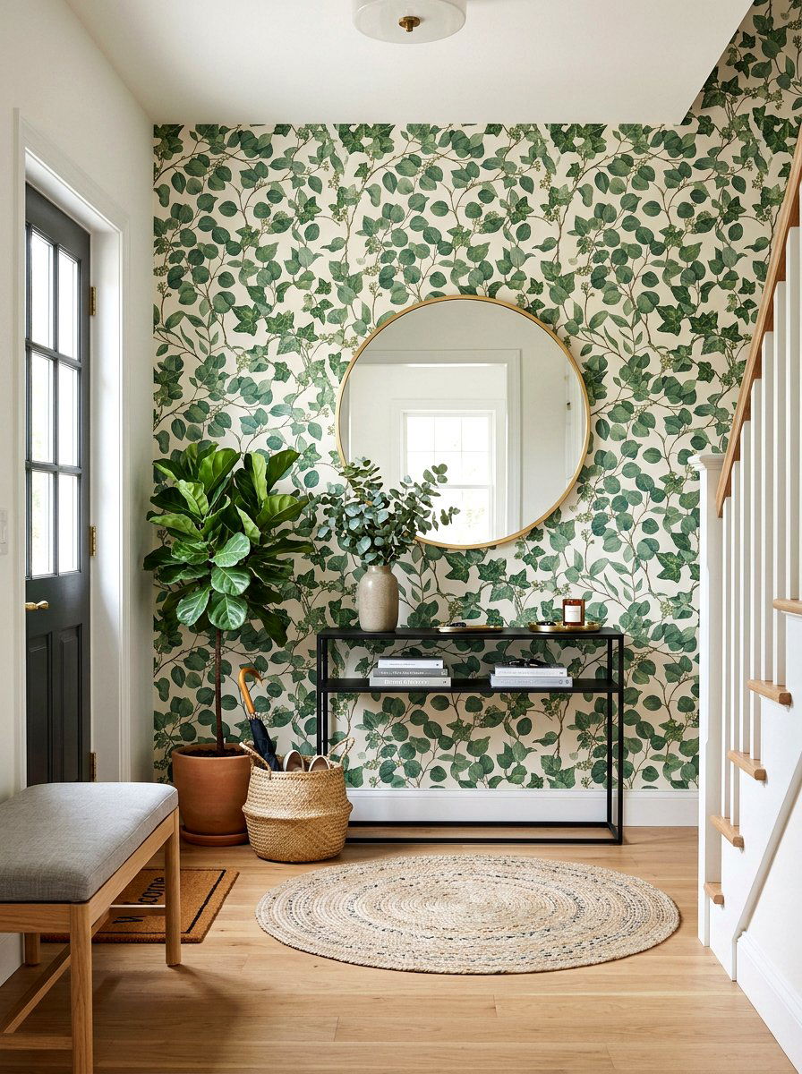 Green Leaf Pattern Wallpaper - 25 Spring Peel and Stick Wallpaper Ideas