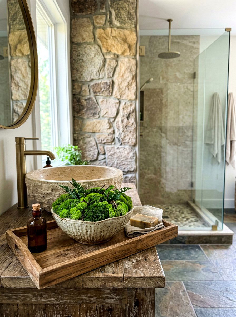 Green Moss Bowl - 25 Spring Bathroom Tray Ideas