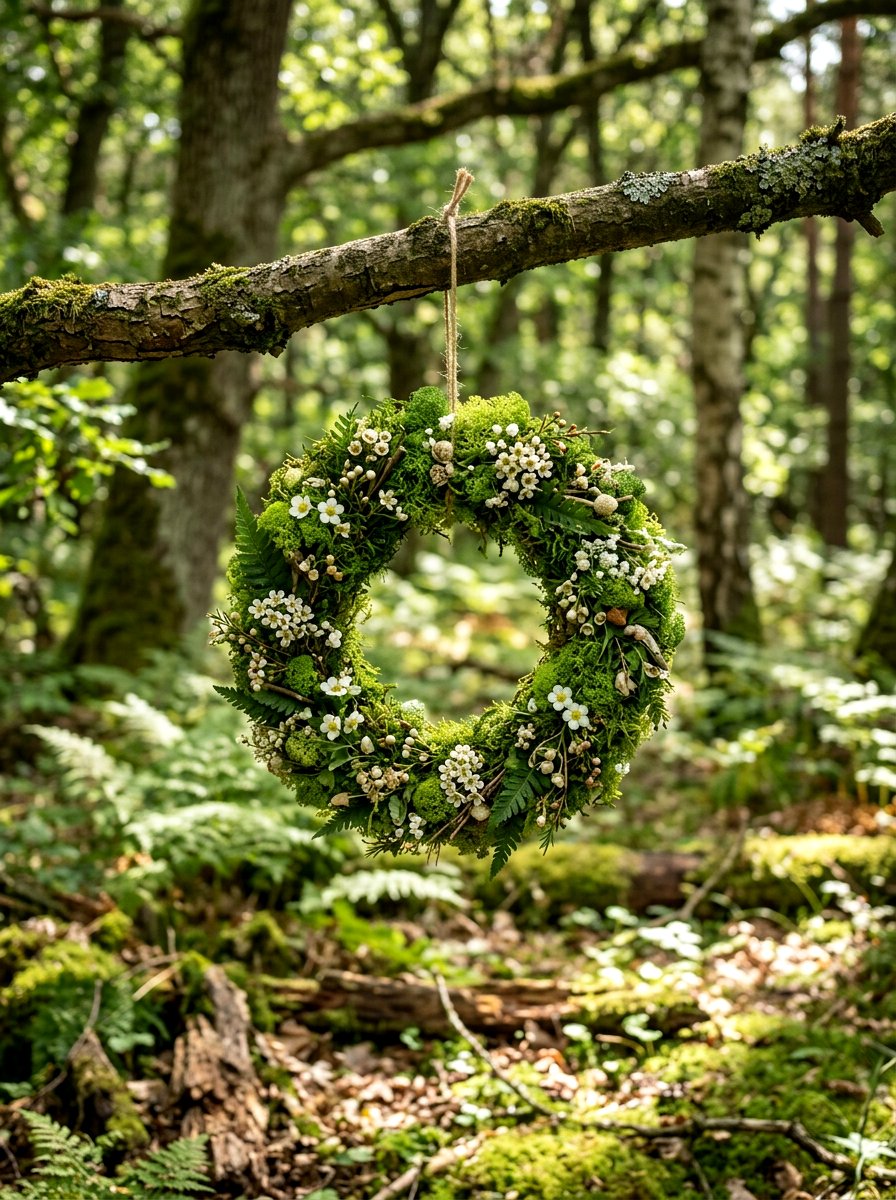 Green Moss Hair Wreath - 25 Spring Hair Wreath Ideas