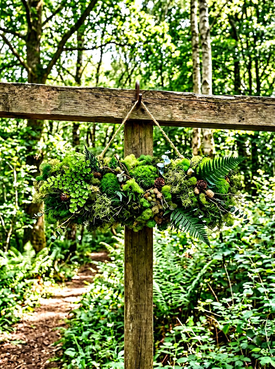 Green Moss Swag - 25 Spring Door Swag Arrangement Ideas