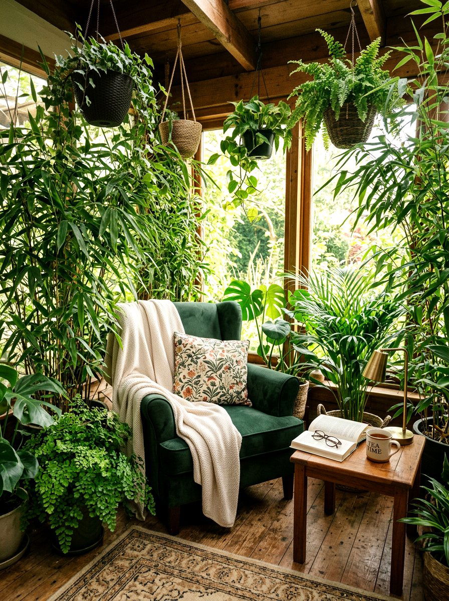 Green Reading Nook - 25 Spring Indoor Garden Ideas