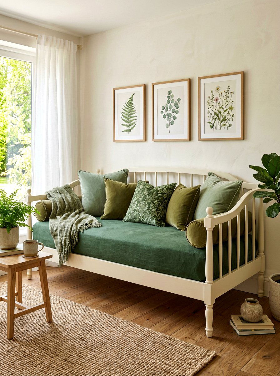 Green Spring Daybed - 25 Spring Daybed Decor Ideas