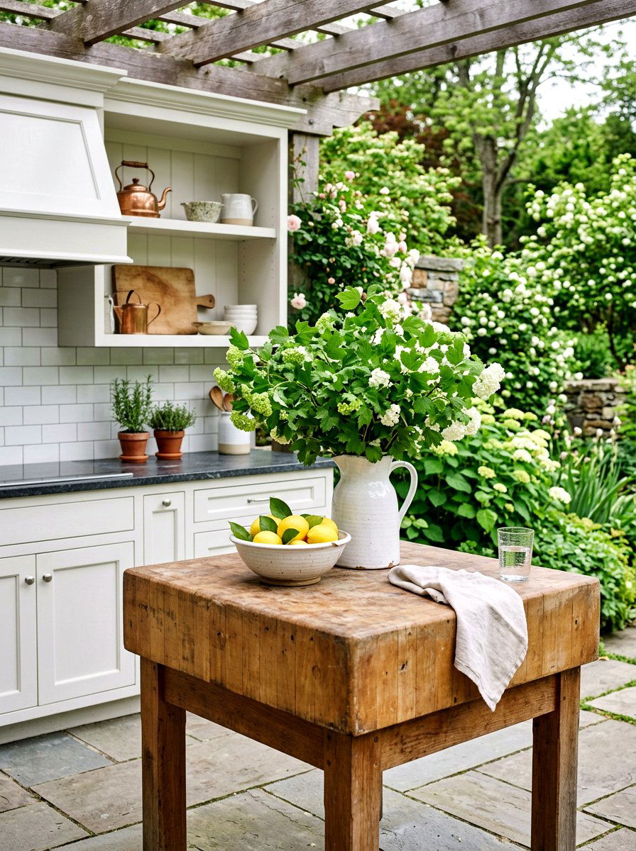 Green Viburnum In Farmhouse Pitcher - 25 Spring Berry Branch Decor Ideas
