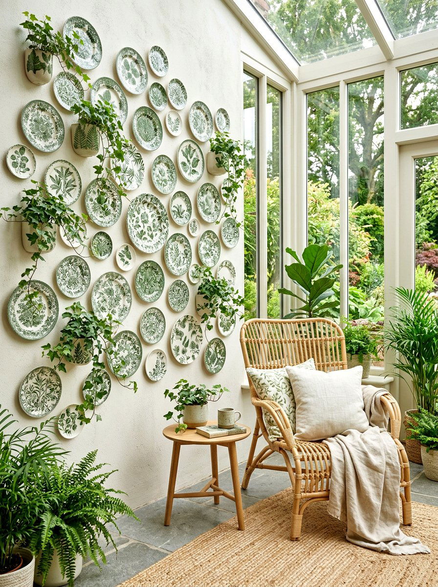 Greenery Plate Wall - 25 Spring Plate Wall Ideas
