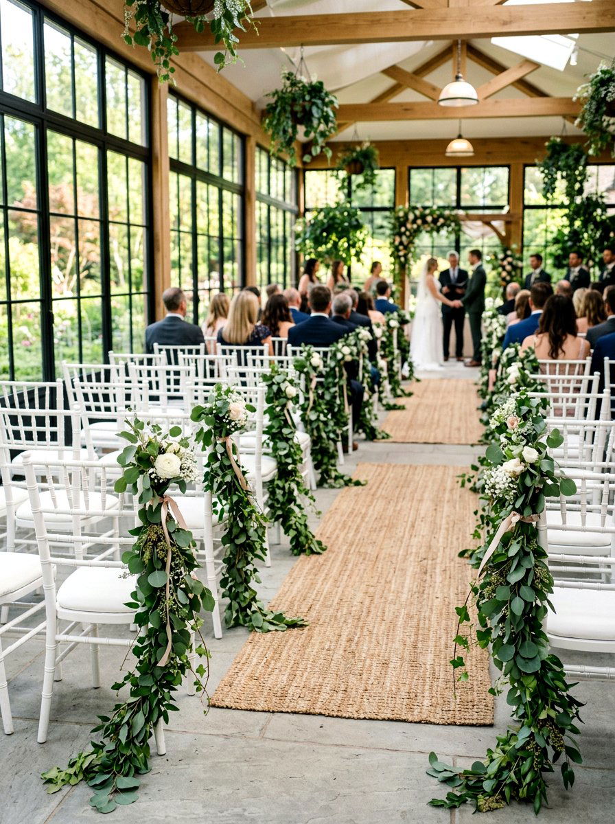 Greenery Vine Garland - 25 Spring Wedding Aisle Decor Ideas