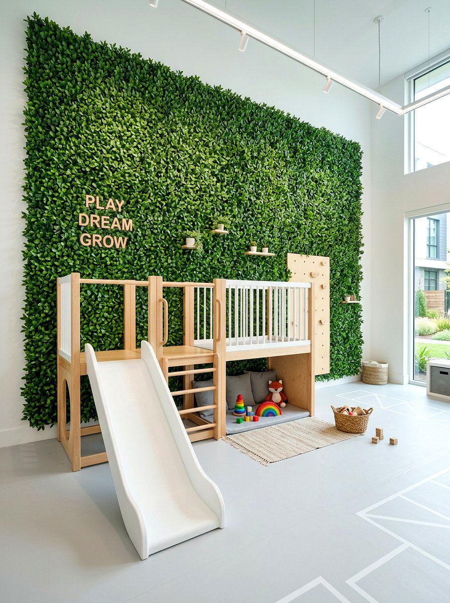Greenery Wall For Play Area - 25 Spring Playroom Decor Ideas