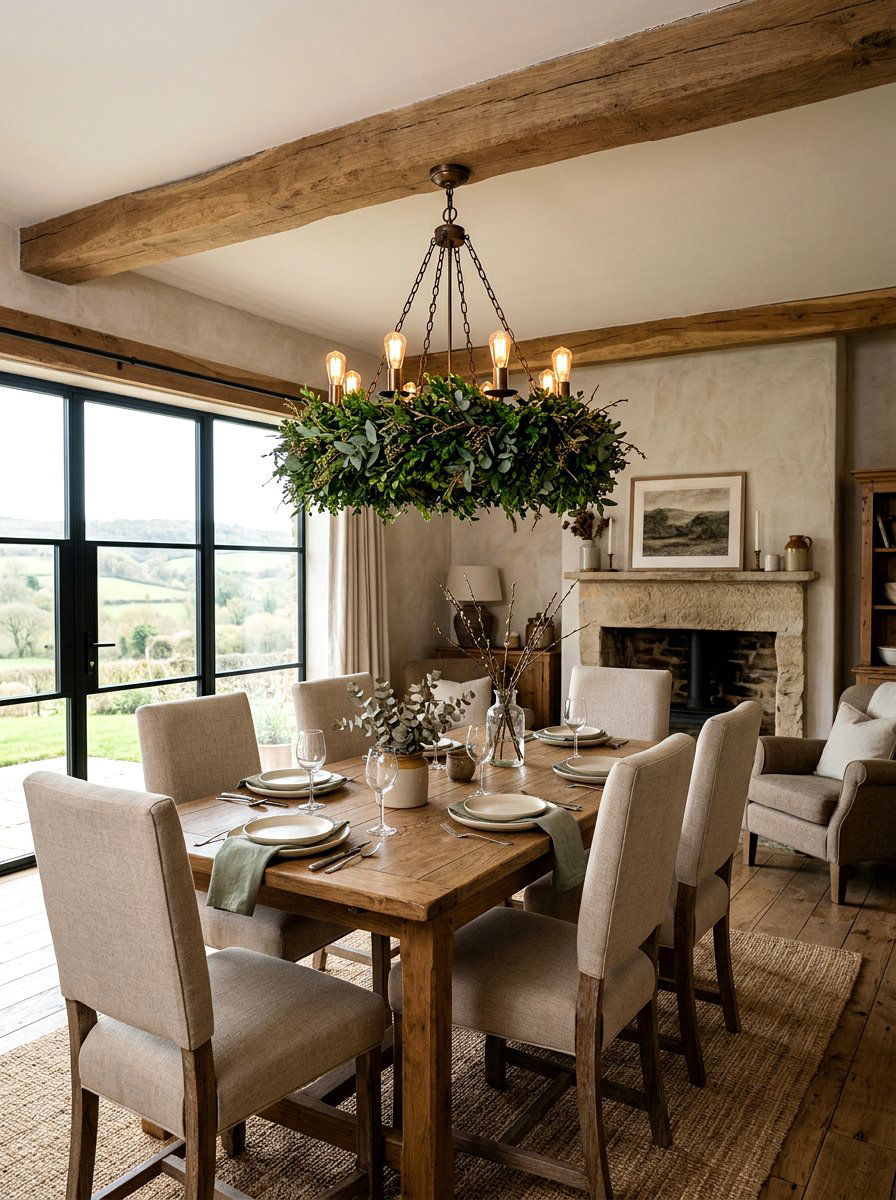 Greenery Wreath Chandelier - 25 Spring Chandelier Decor Ideas