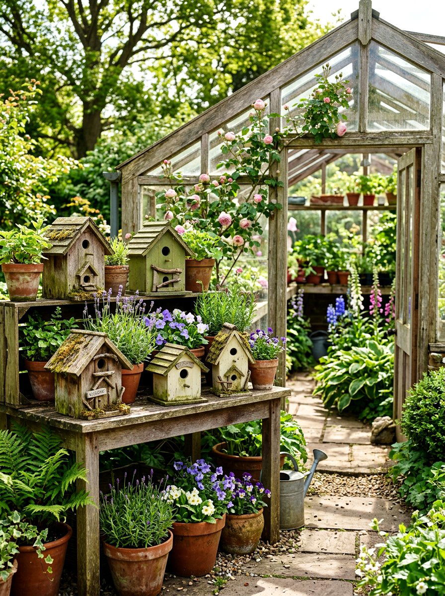 Greenhouse Birdhouse Decorative Accent - 25 Spring Greenhouse Display Ideas