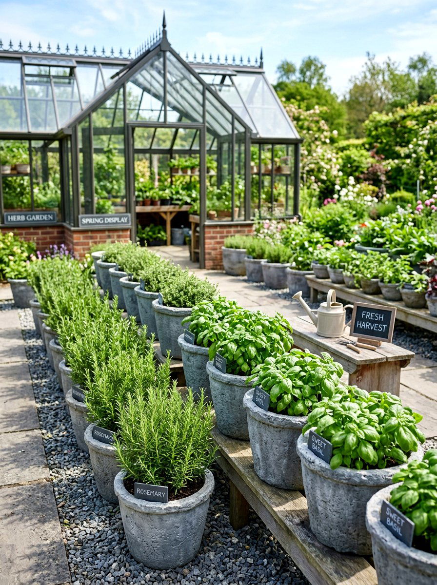 Greenhouse Herb Garden Setup - 25 Spring Greenhouse Display Ideas