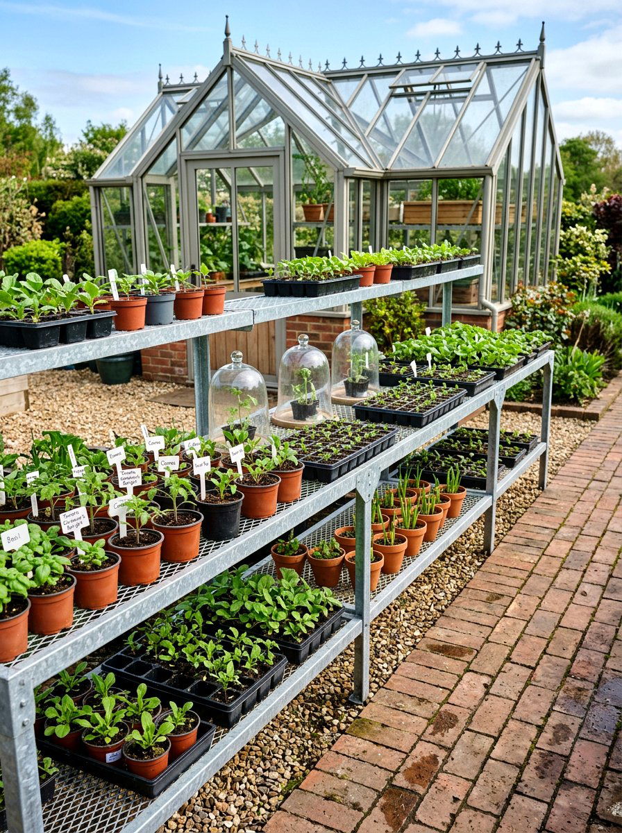 Greenhouse Staging - 25 Spring Outdoor Shelf Decor Ideas