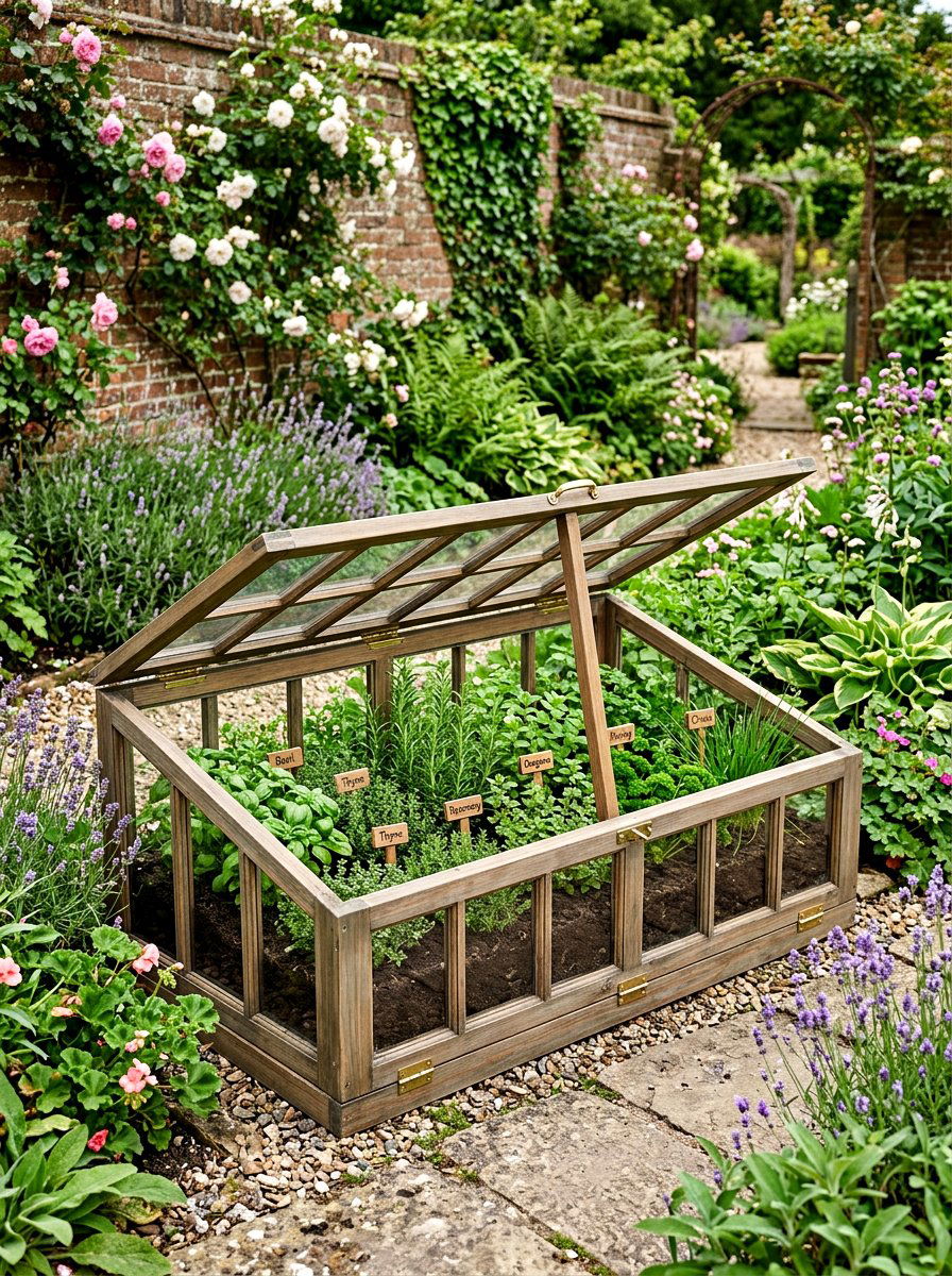 Greenhouse Style Cold Frame - 25 Spring Herb Garden Decor Ideas