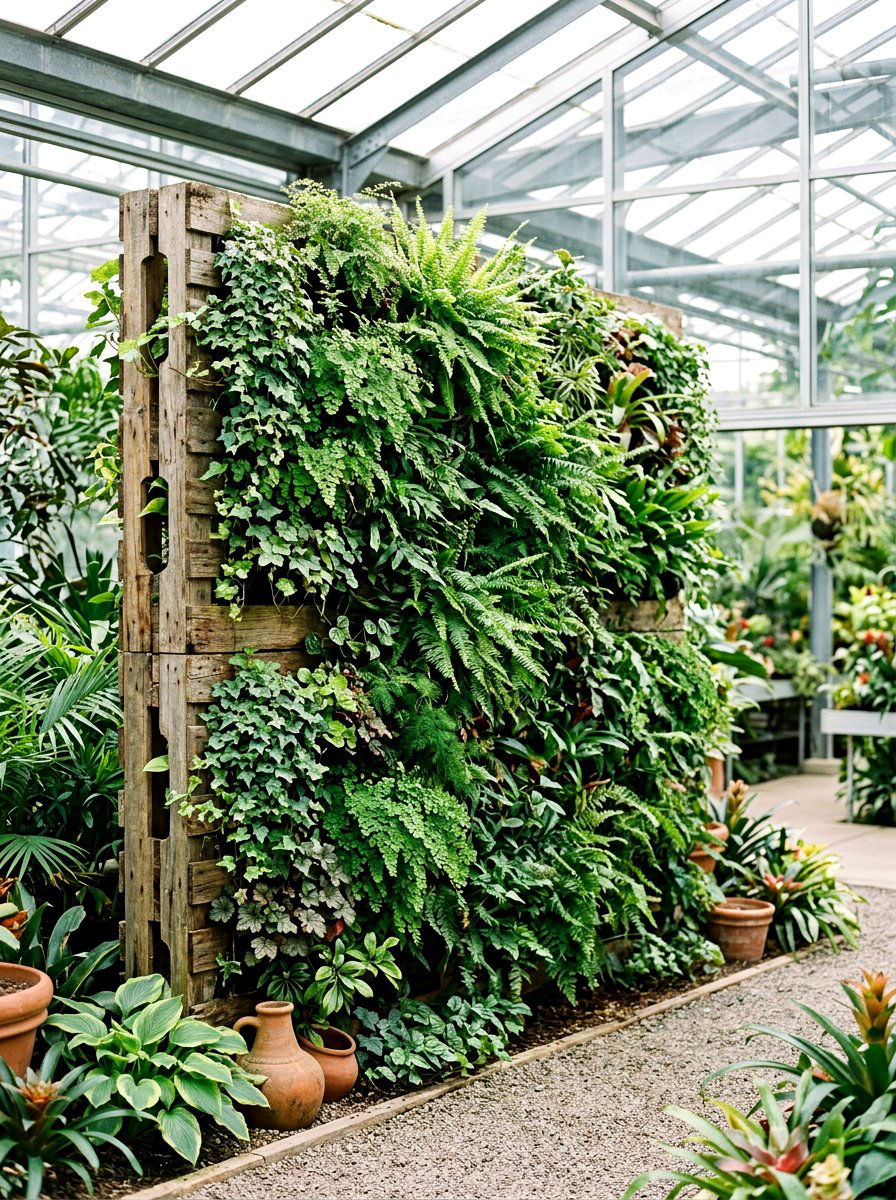Greenhouse Vertical Garden Wall - 25 Spring Greenhouse Display Ideas