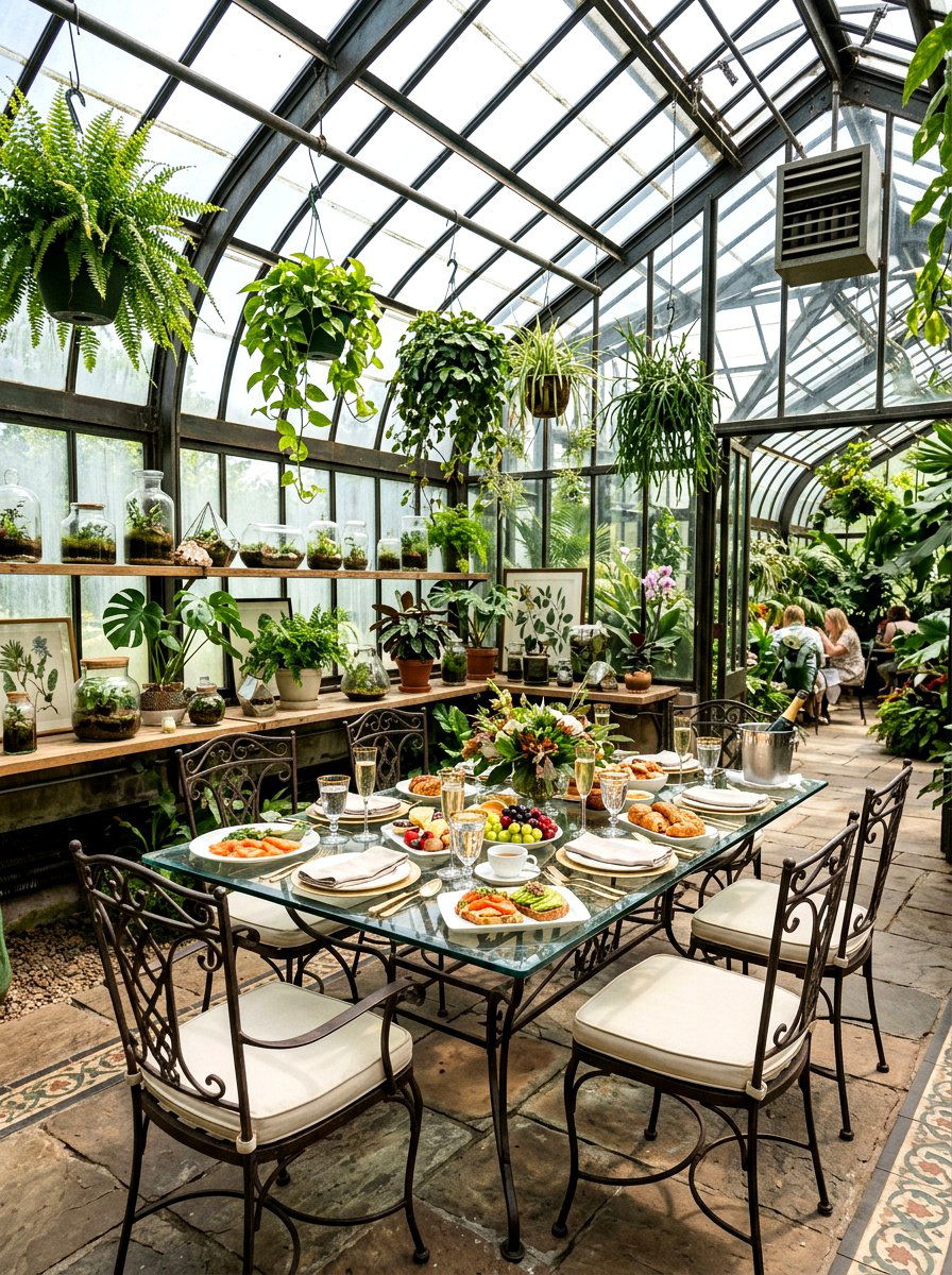 Greenhouse brunch setting - 25 Spring Brunch Decor Ideas