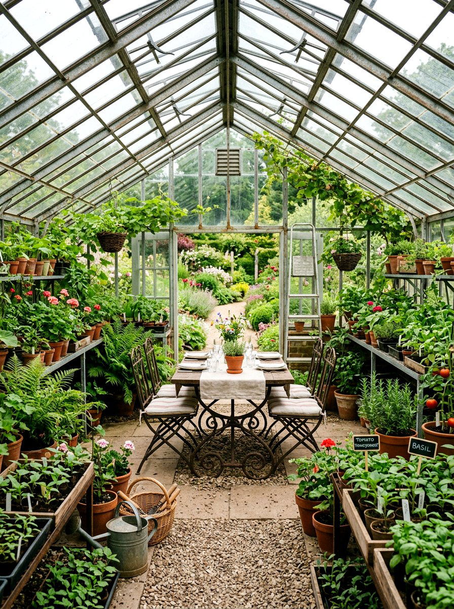Greenhouse dining area - 25 Spring Outdoor Dining Table Ideas