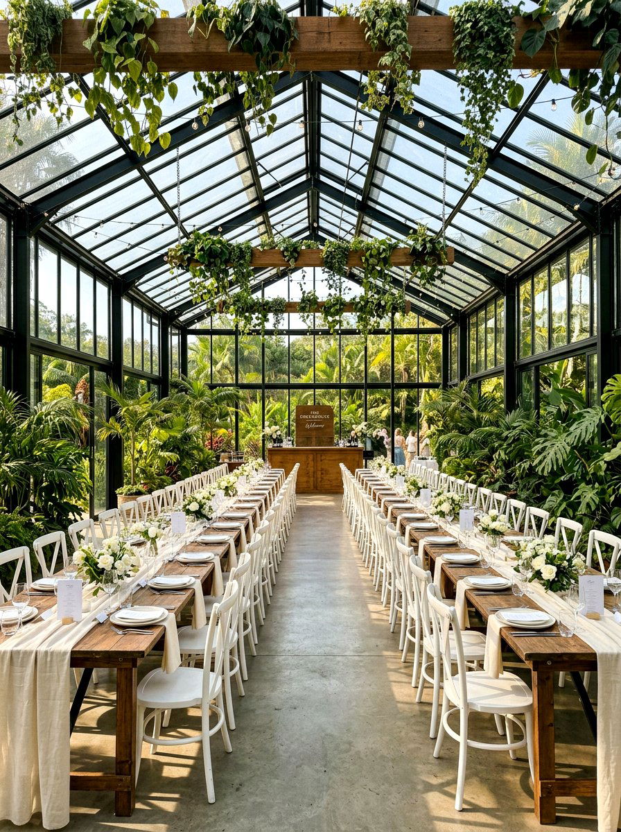 Greenhouse event space - 25 Spring Rehearsal Dinner Decor Ideas