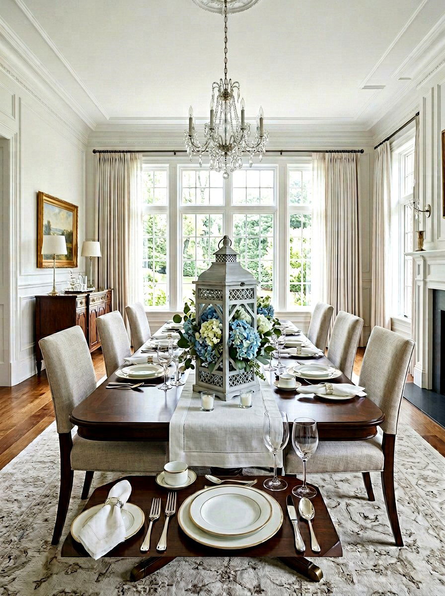 Grey Lantern With Hydrangeas - 25 Spring Lantern Centerpiece Ideas