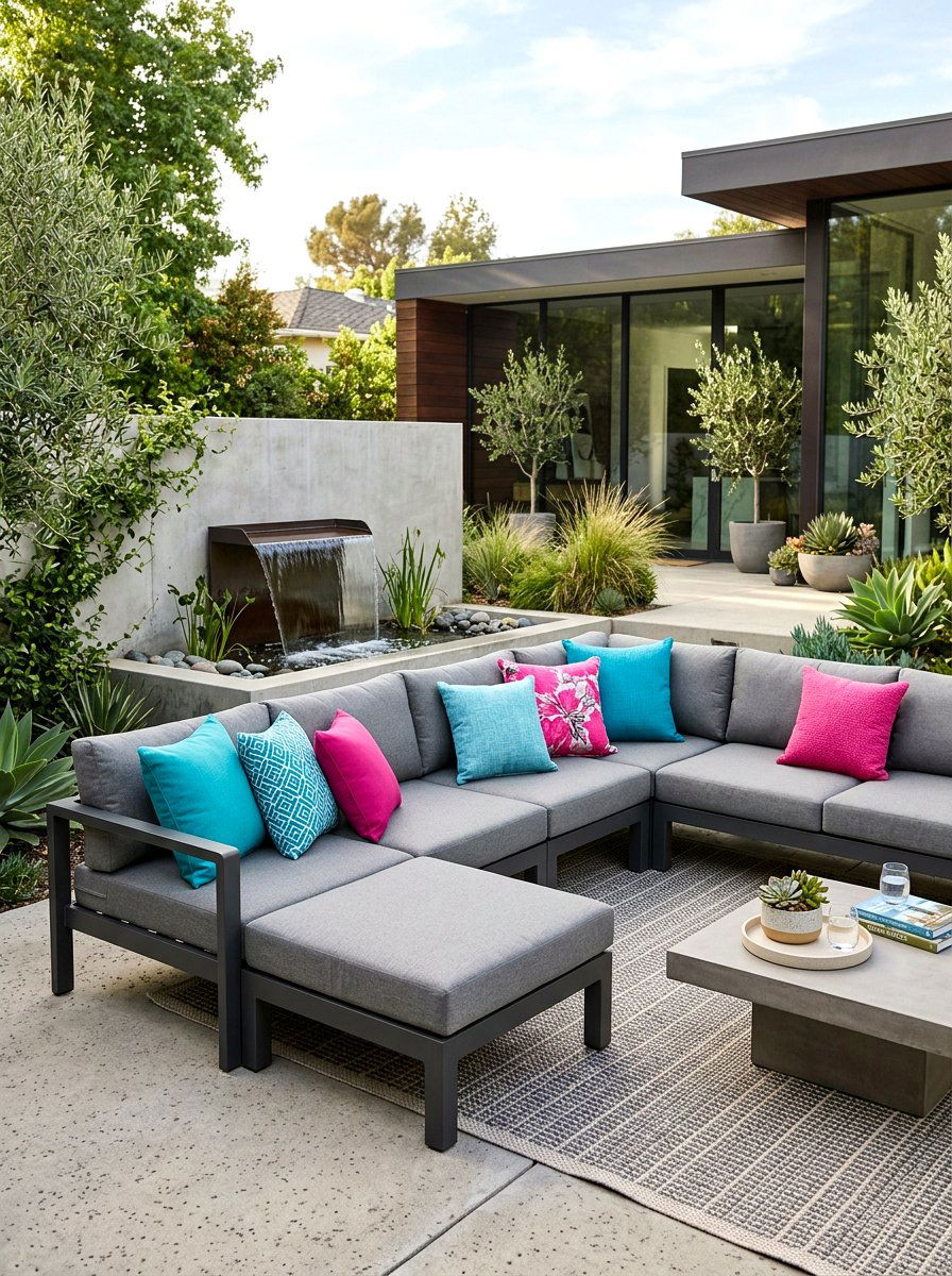 Grey outdoor lounge cushion - 25 Spring Outdoor Cushion Ideas