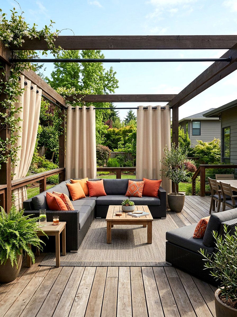 Grommet top outdoor panels - 25 Spring Outdoor Curtain Ideas