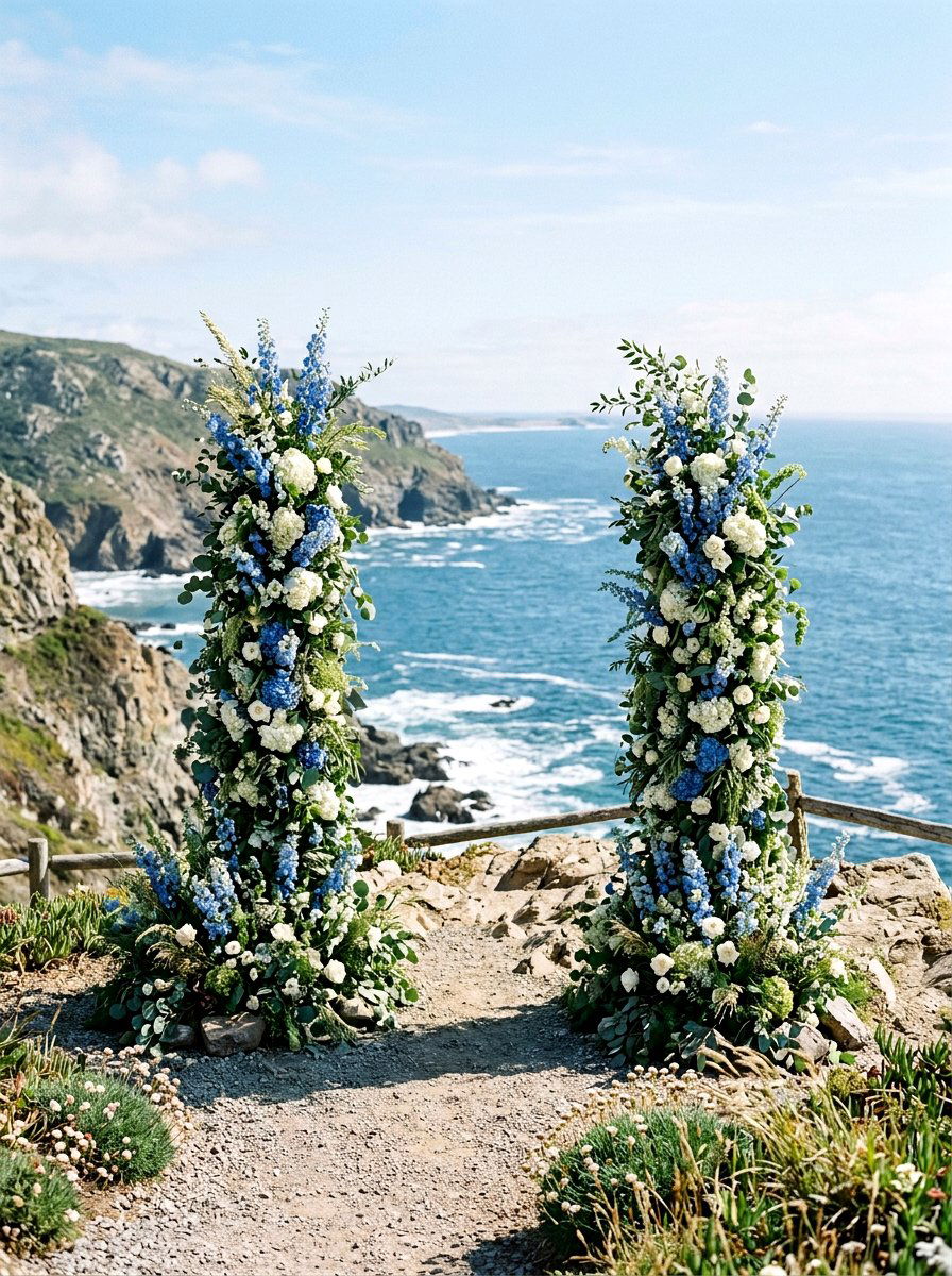 Grounded Floral Pillar - 25 Spring Wedding Arch Ideas