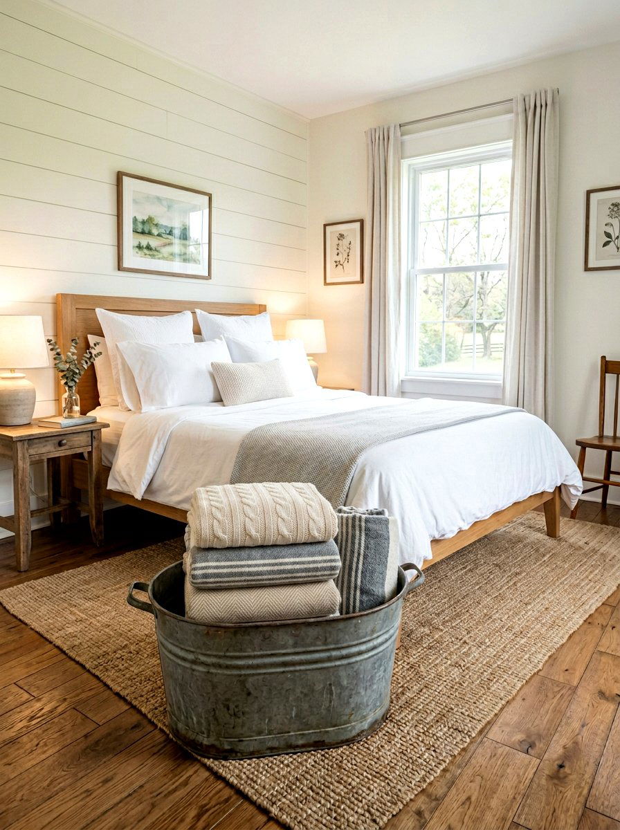 Guest Bedroom Blanket Basket - 25 Spring Galvanized Tub Decor Ideas